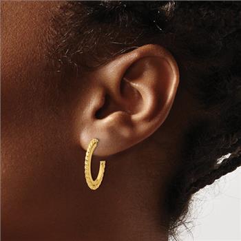 14K Gold Italian High Polish Rope Hoop Earring Stunnings