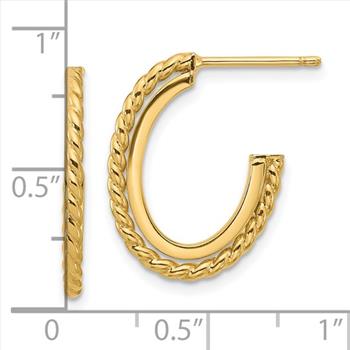 14K Gold Italian High Polish Rope Hoop Earring Stunnings