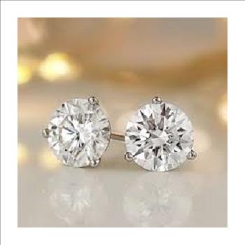 2.00 Ct Diamond Stud Earrings 14K White Gold Low Reserve