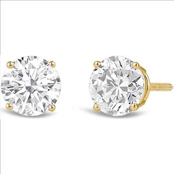 2.00 Carat Diamond Stud Lab Grown Earrings set in 14K Gold