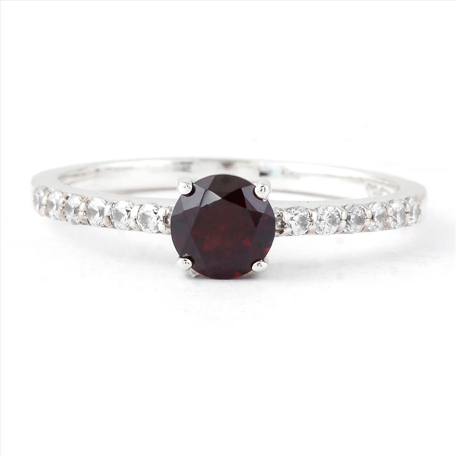 NO RESERVE 1.00 Ct Round Garnet, Cubic Zirconia, 925 Sterling Silver Ring