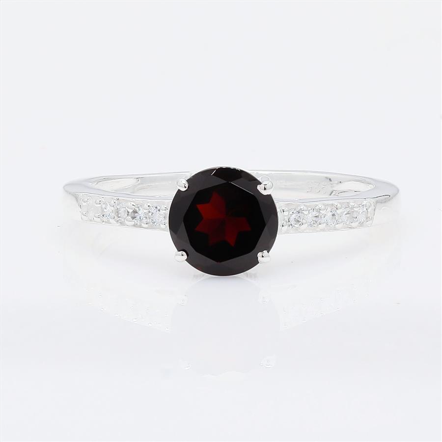 NO RESERVE 1.52 Ct Round Garnet, Cubic Zirconia 925 Sterling Silver Ring