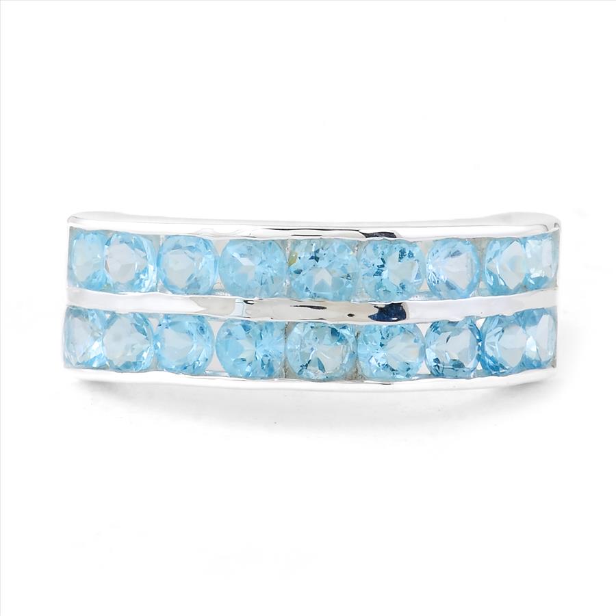 NO RESERVE 2.32 Ct Round Sky Blue Topaz 925 Sterling Silver Ring