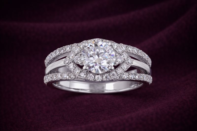 1.55 ct. t.w. Moissanite Evil Eye Ring in Sterling Silver. Size 7