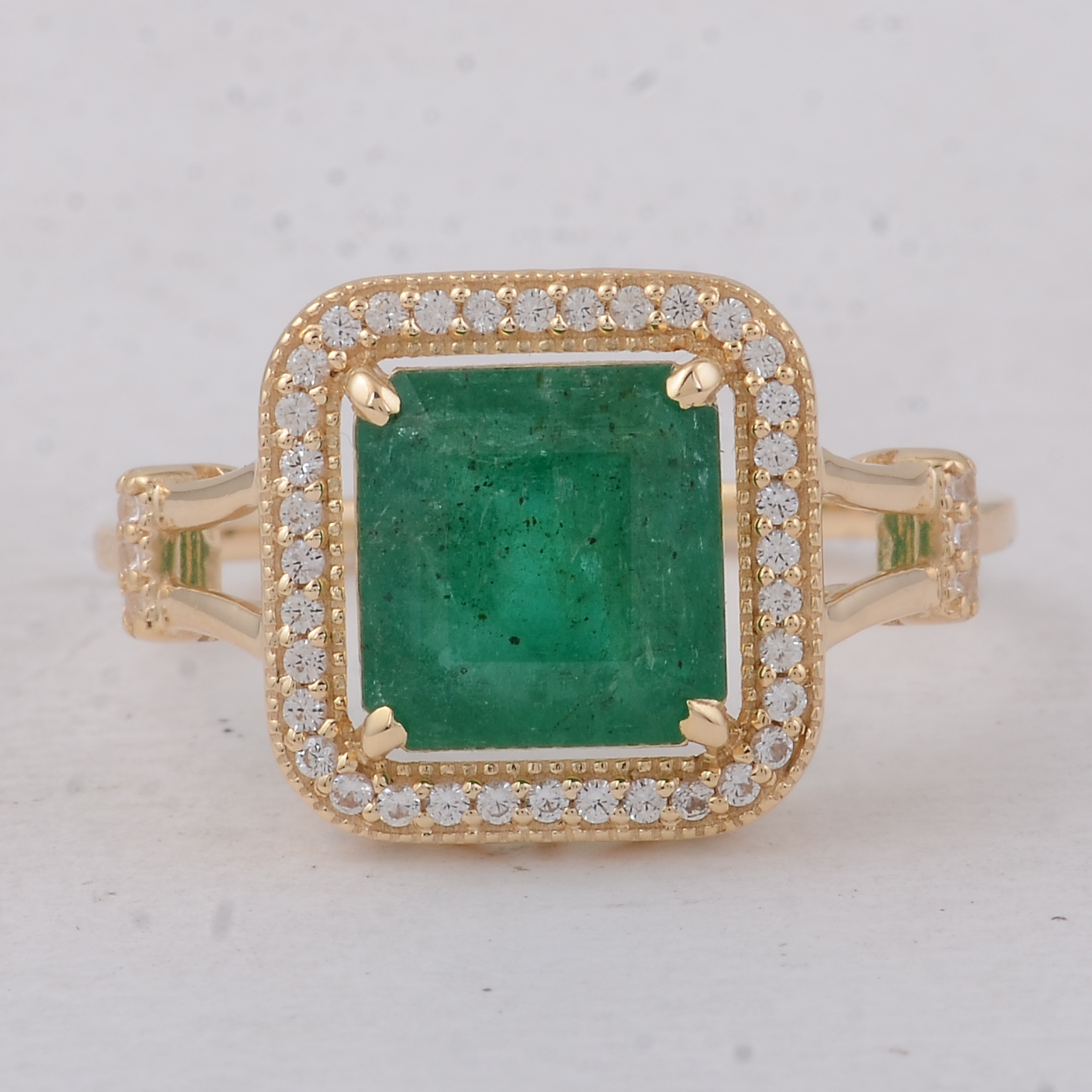 2.17 Ct Octagon Emerald 9K Gold Ring