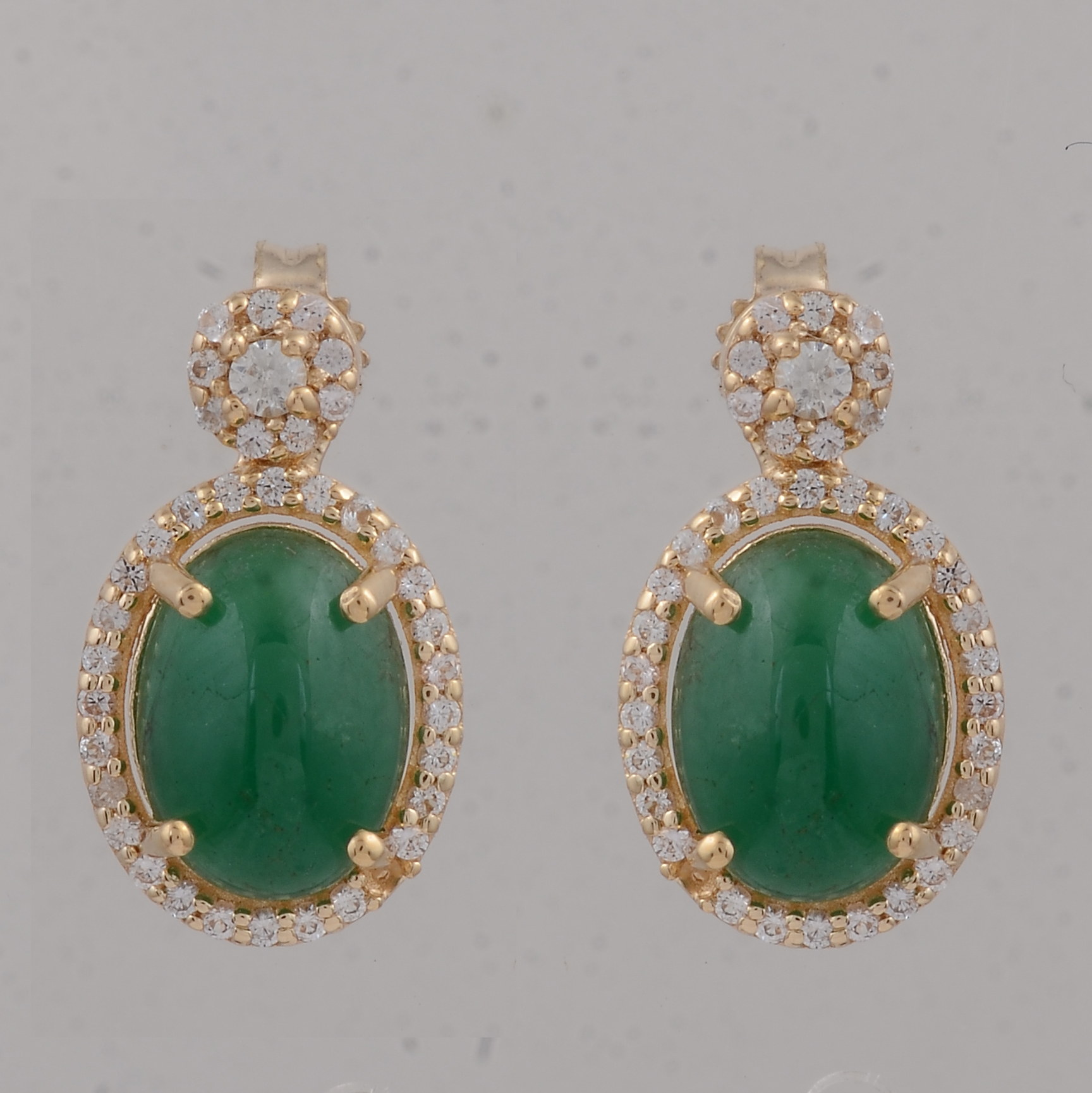 3.63 Ct Oval Emerald 9K Gold Earrings