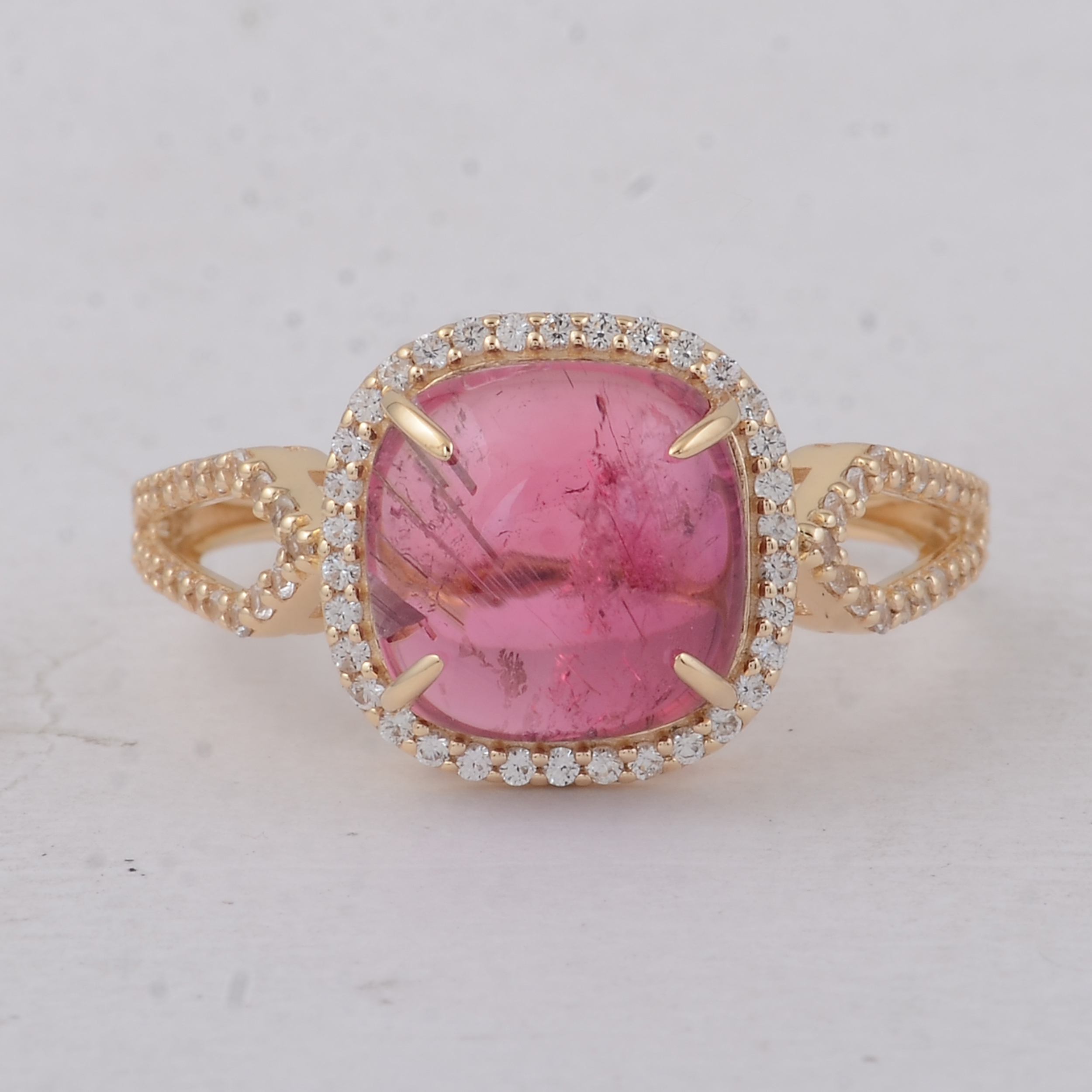3.93 Ct Cushion Tourmaline 9K Gold Ring