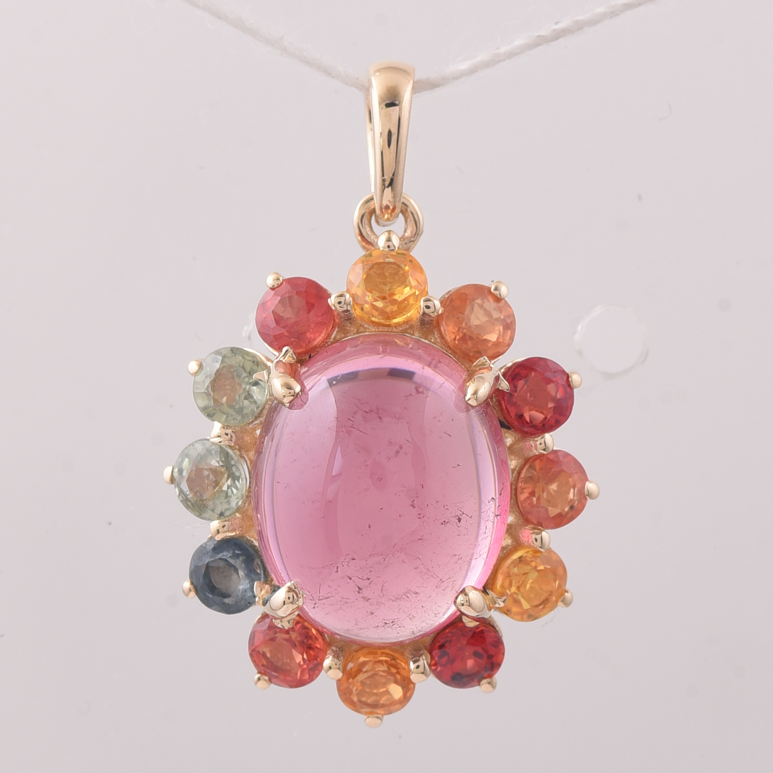 5.62 Ct Oval Tourmaline 9K Gold Pendant