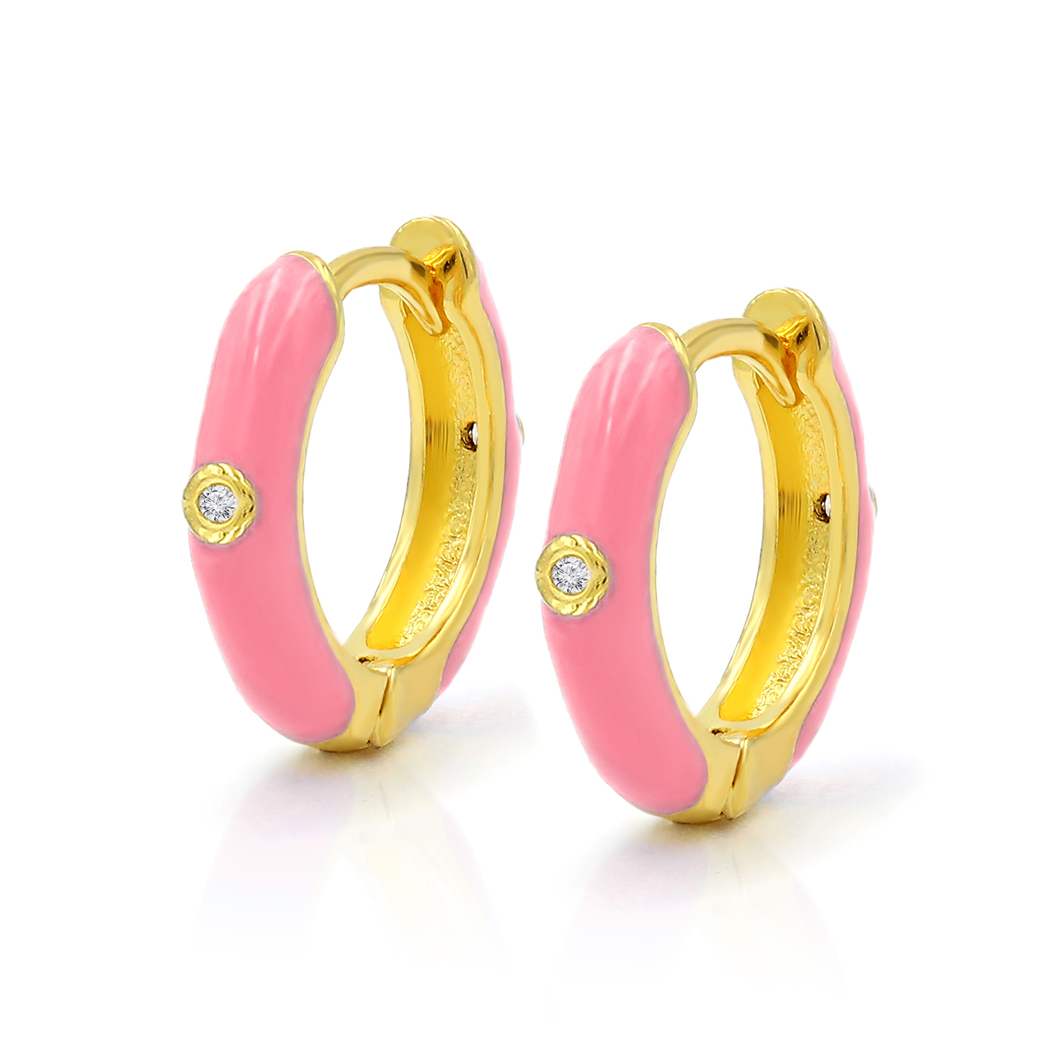 Alex And Elsa 925 Sterling Silver & Gold Plated Cross Earrings - 12mm Hoop - Italian Made - ESE91