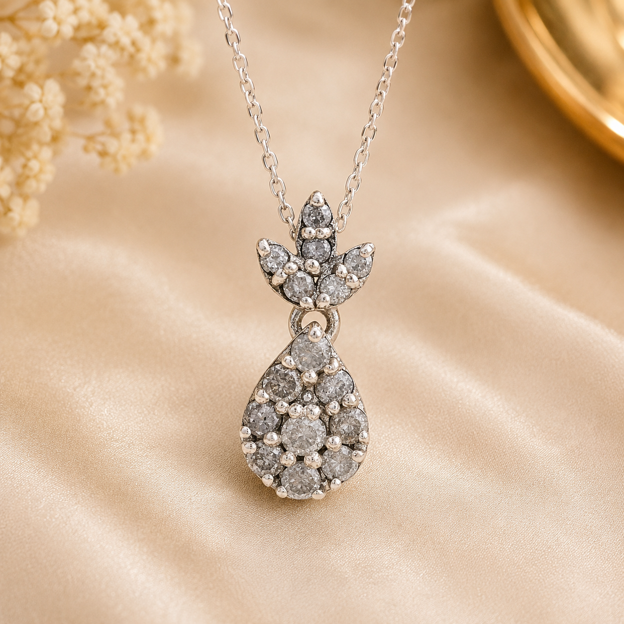 925 Sterling Silver 0.21 Ct Round Diamond Pendant