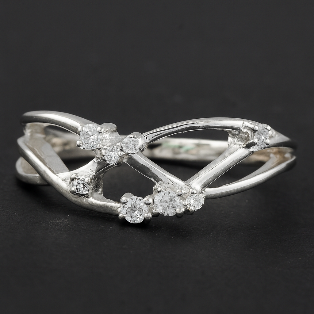 925 Sterling Silver 0.31 Ct Round Cubic Zirconia Ring 7 US Ring Size