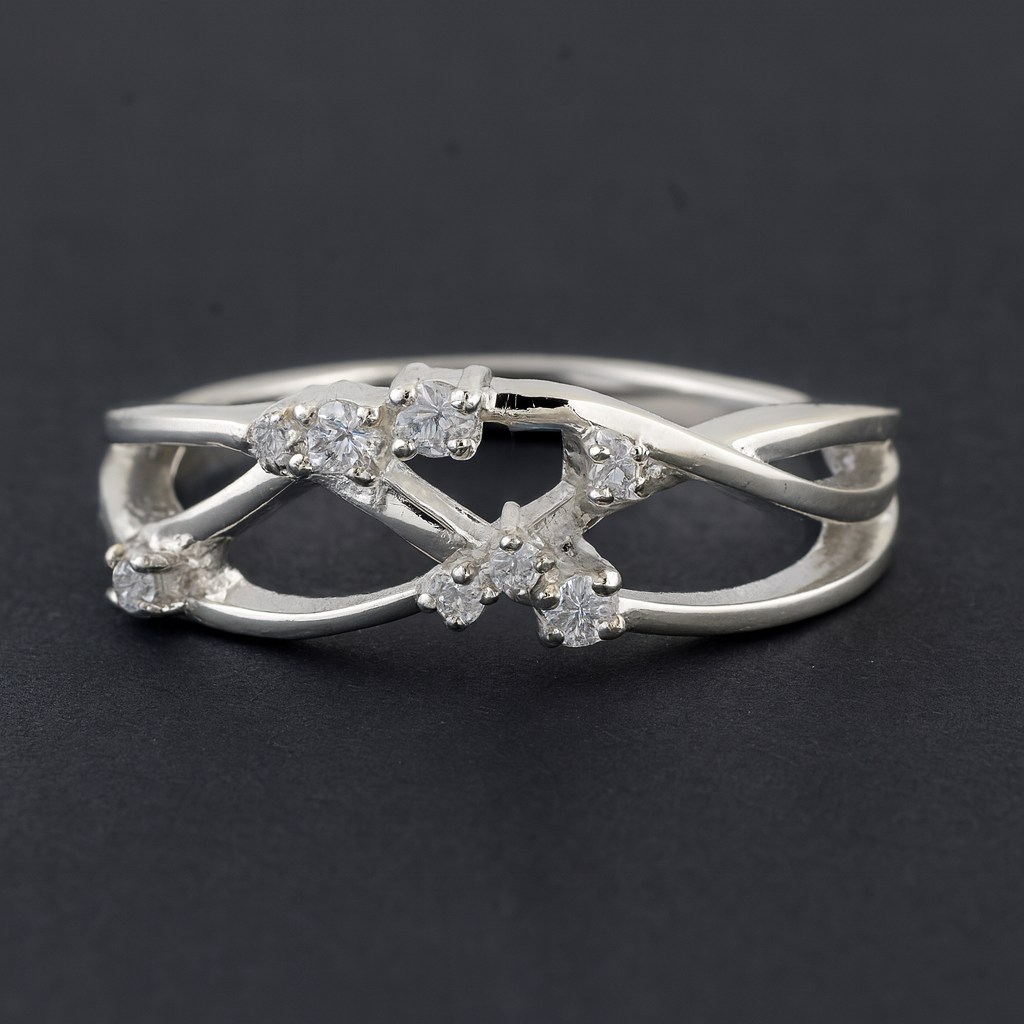 925 Sterling Silver 0.31 Ct Round Cubic Zirconia Ring 7 US Ring Size