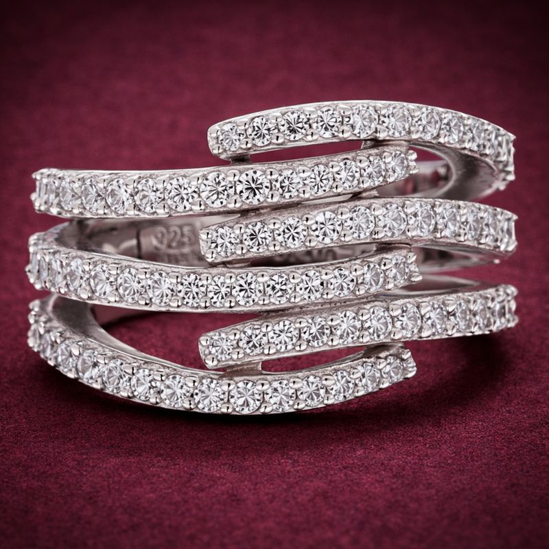 925 Sterling Silver 0.59 Ct Round Cubic Zirconia Ring 7 US Ring Size