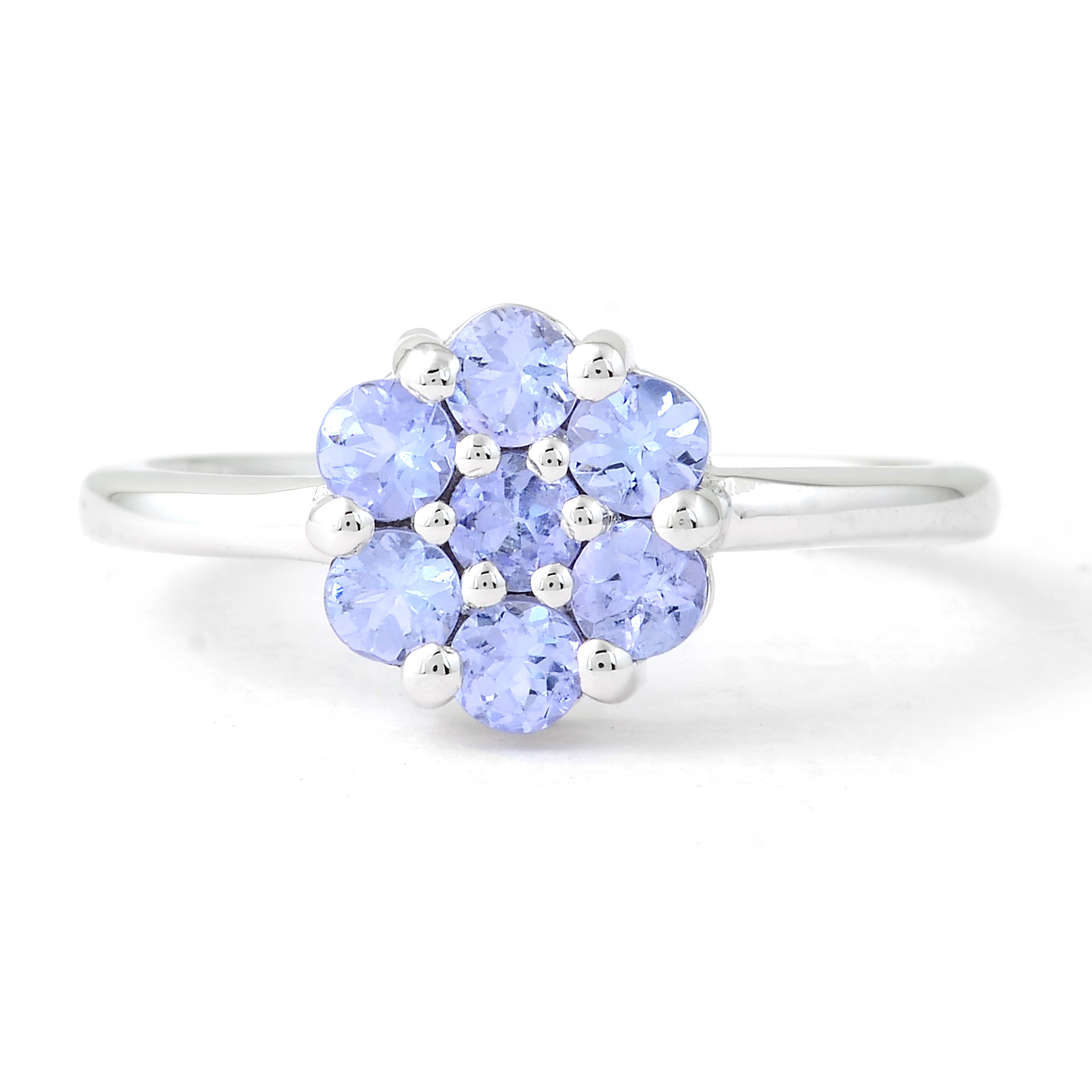 925 Sterling Silver 0.75 Ct Round Tanzanite Ring 7 US Ring Size