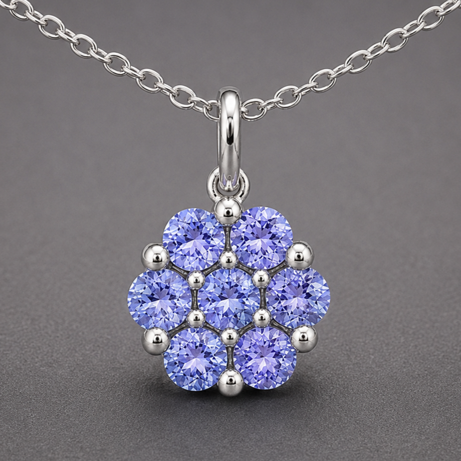 925 Sterling Silver 0.79 Ct Round Tanzanite Pendant