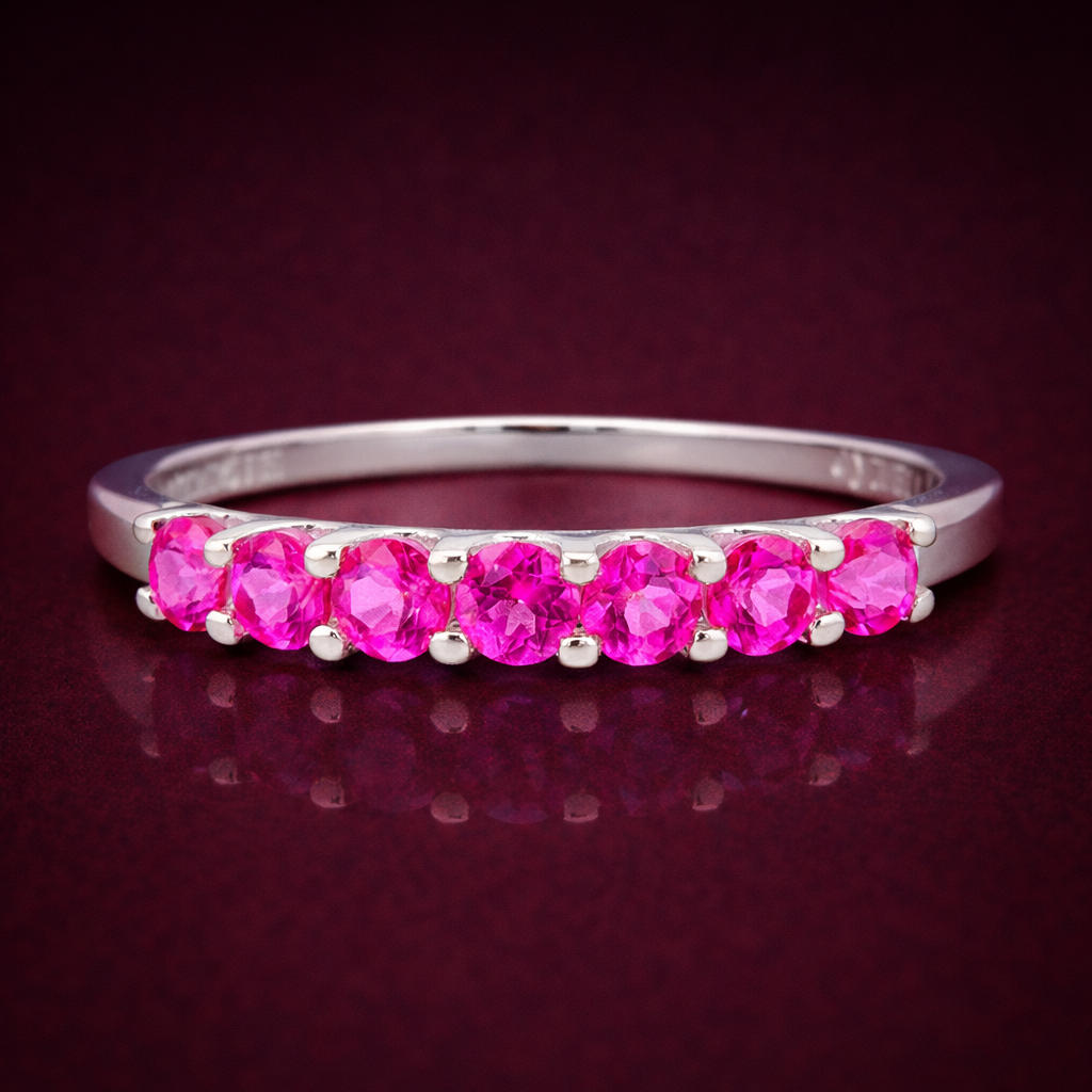 925 Sterling Silver 1.39 Ct Round Pink Topaz Ring 7 US Ring Size