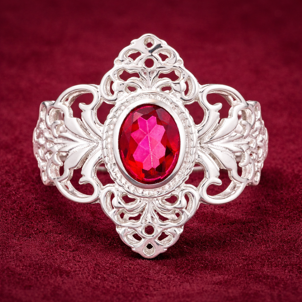 925 Sterling Silver 1.60 Ct Oval Pink Topaz Ring 7 US Ring Size