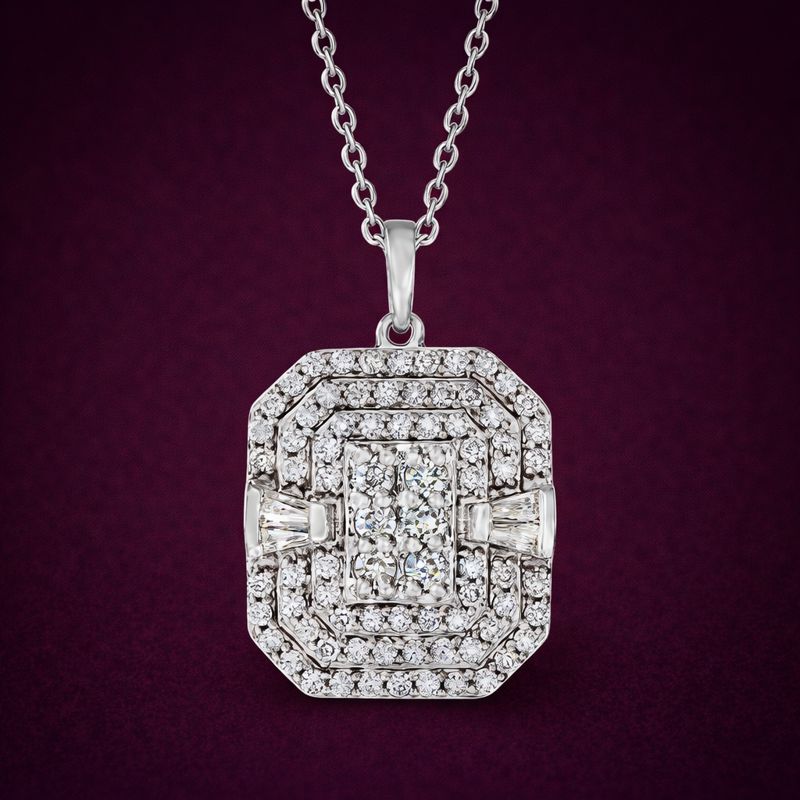 925 Sterling Silver 1.73 Ct TW Moissanite Cluster Pendant Necklace 18"