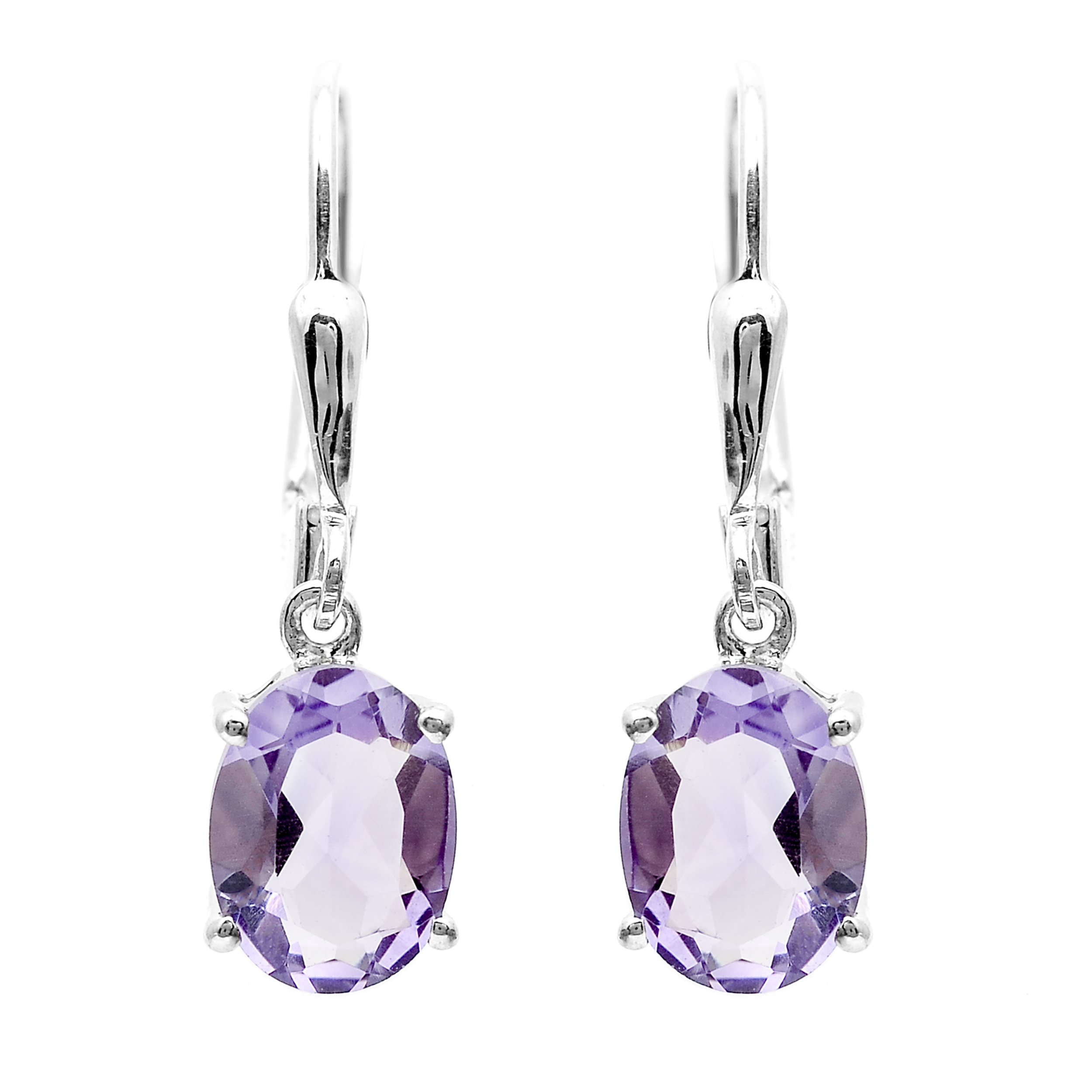 925 Sterling Silver 2.00 Ct Oval Amethyst Earrings