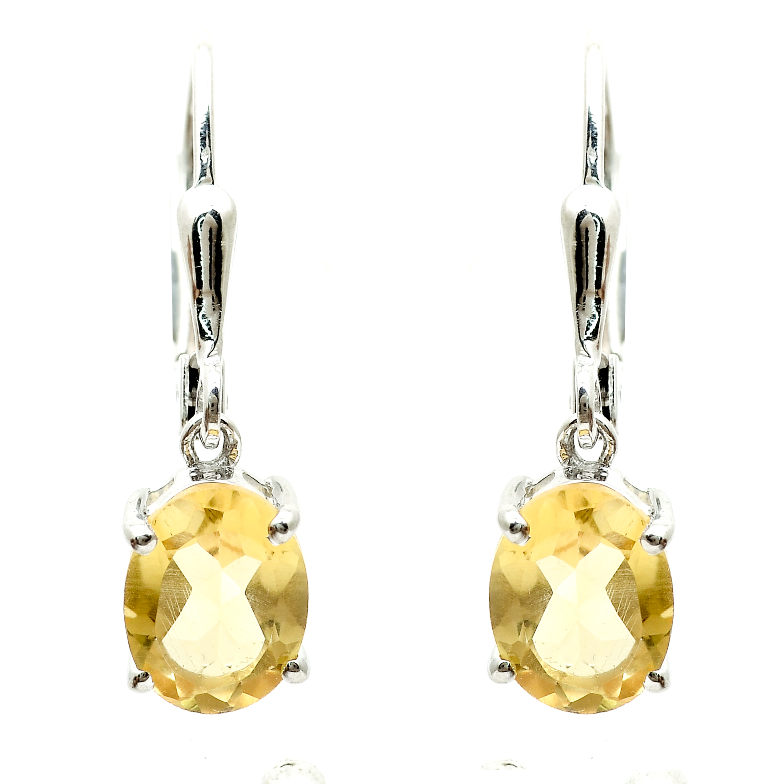 925 Sterling Silver 2.03 Ct Oval Citrine Earrings
