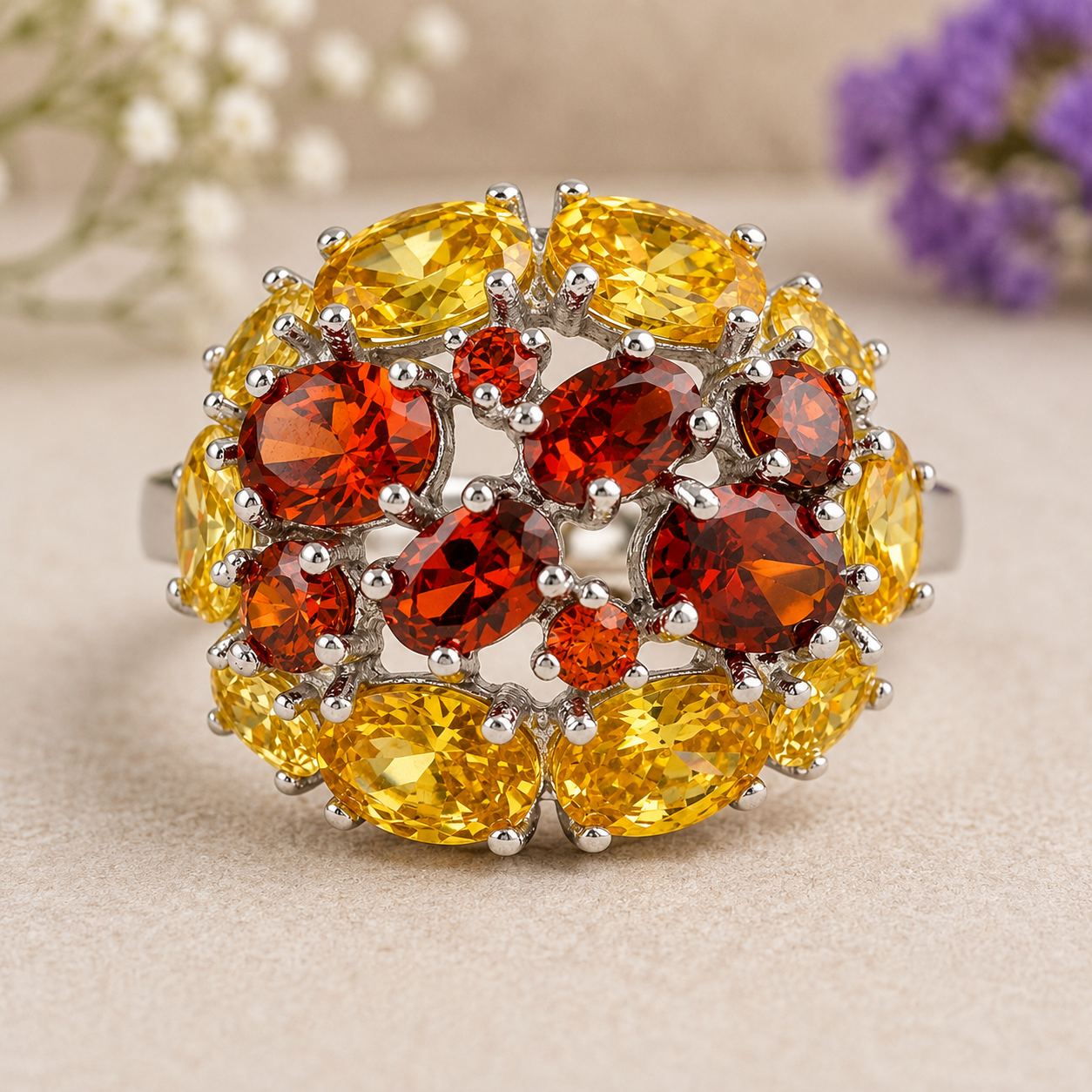 925 Sterling Silver 20.88 Ct Cubic Zirconia Ring 7 US Ring Size