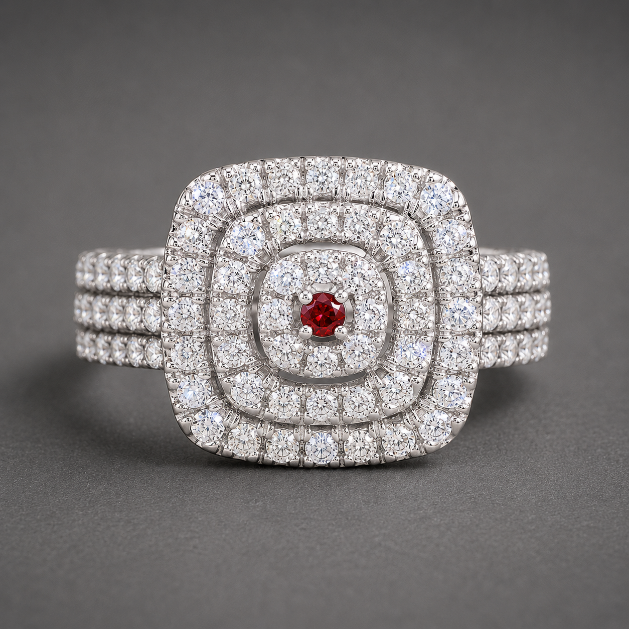 925 Sterling Silver 2.21 Ct Round Garnet Cubic Zirconia Ring 7 US Ring Size
