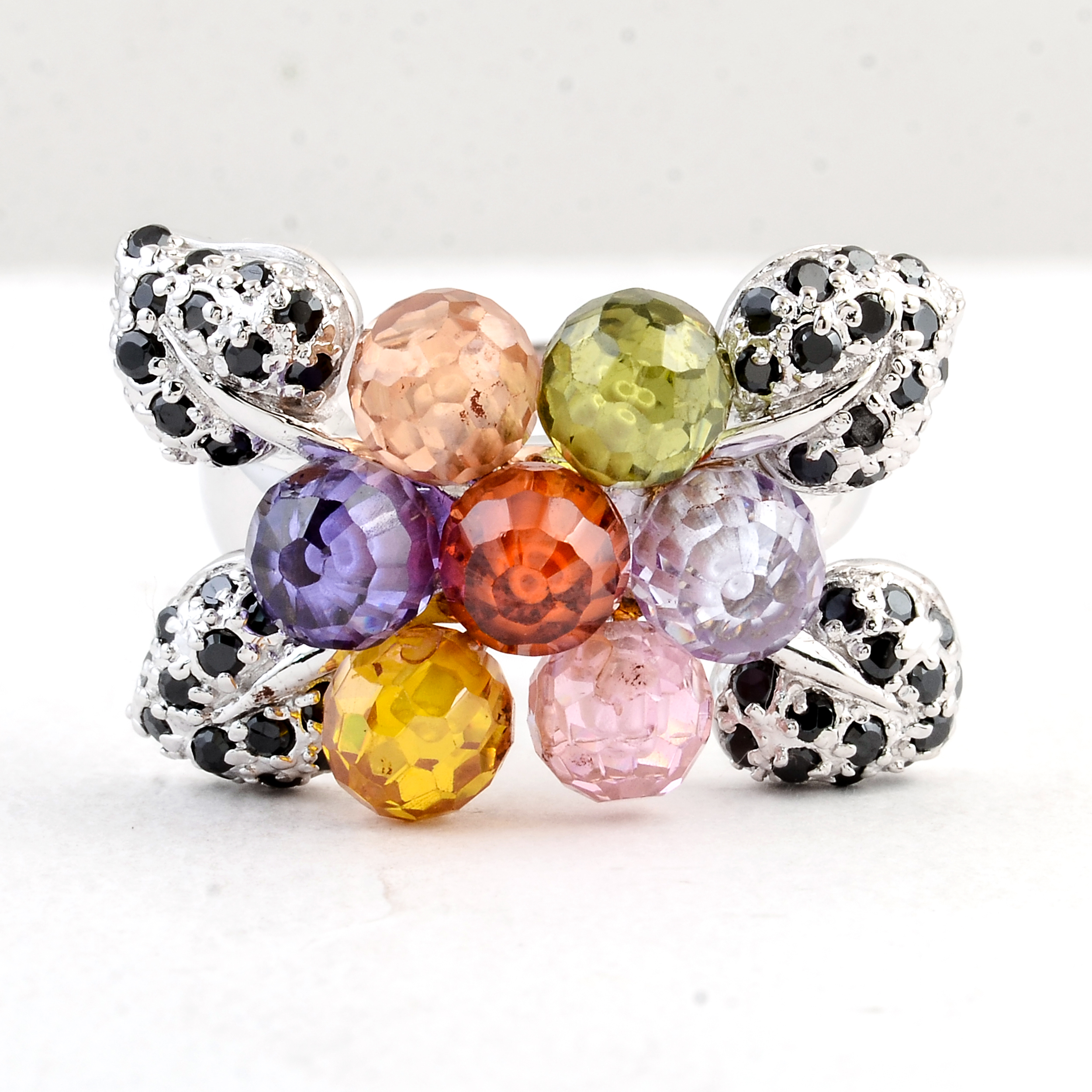 925 Sterling Silver 24.34 Ct Cubic Zirconia Ring 8 US Ring Size
