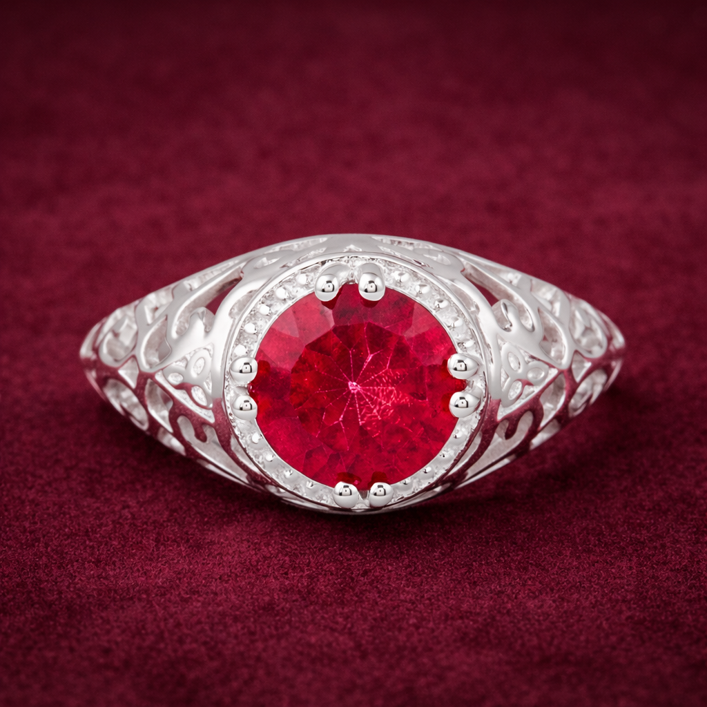 925 Sterling Silver 2.55 Ct Round Pink Topaz Ring 7 US Ring Size