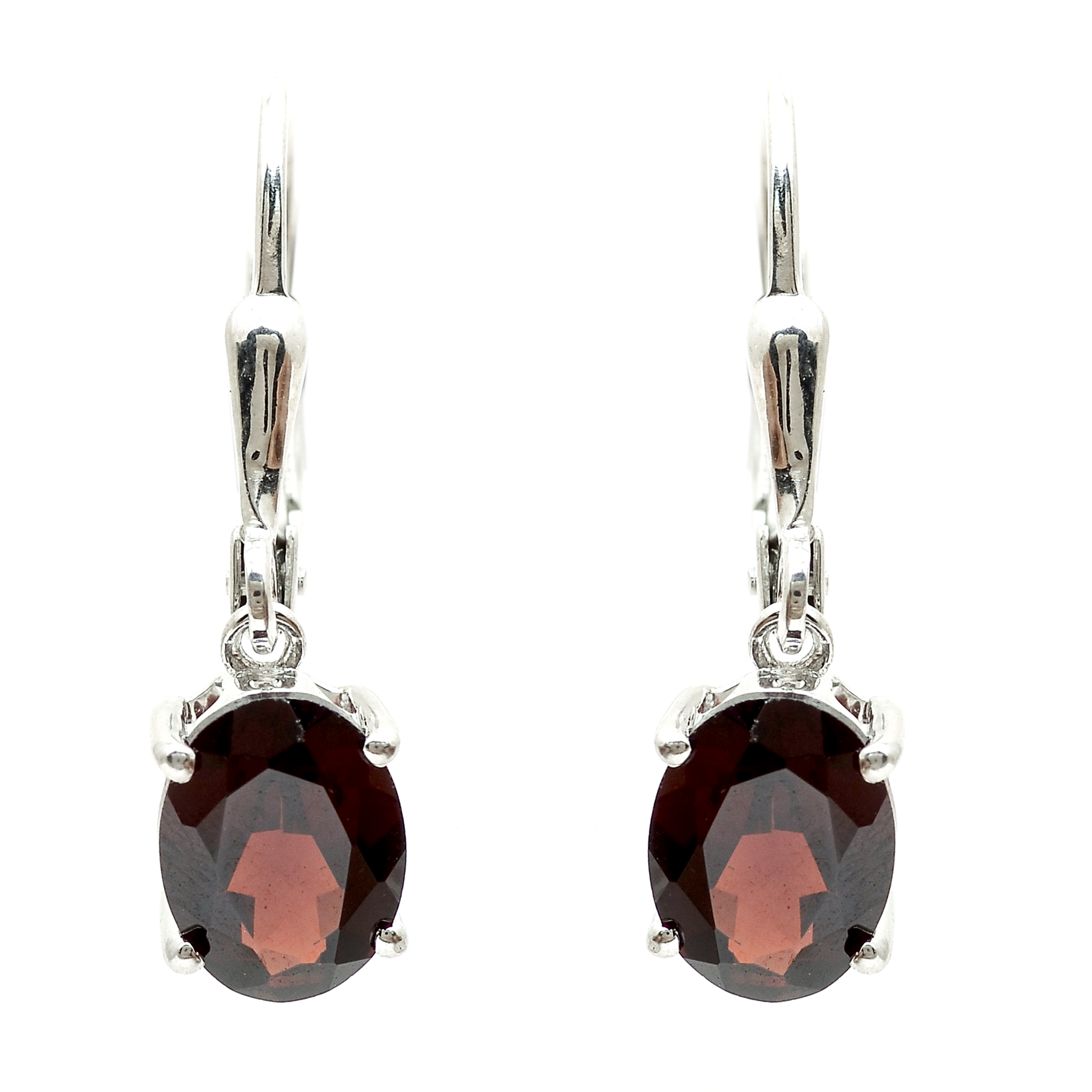 925 Sterling Silver 2.73 Ct Oval Garnet Earrings