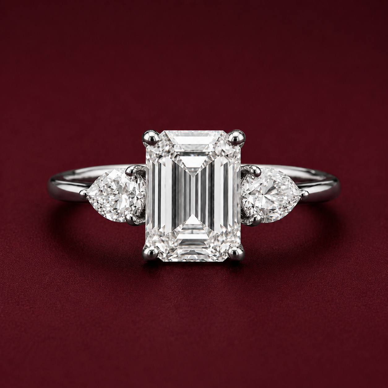 925 Sterling Silver 2.96 Ct Octagon Moissanite Ring 6 US Ring Size