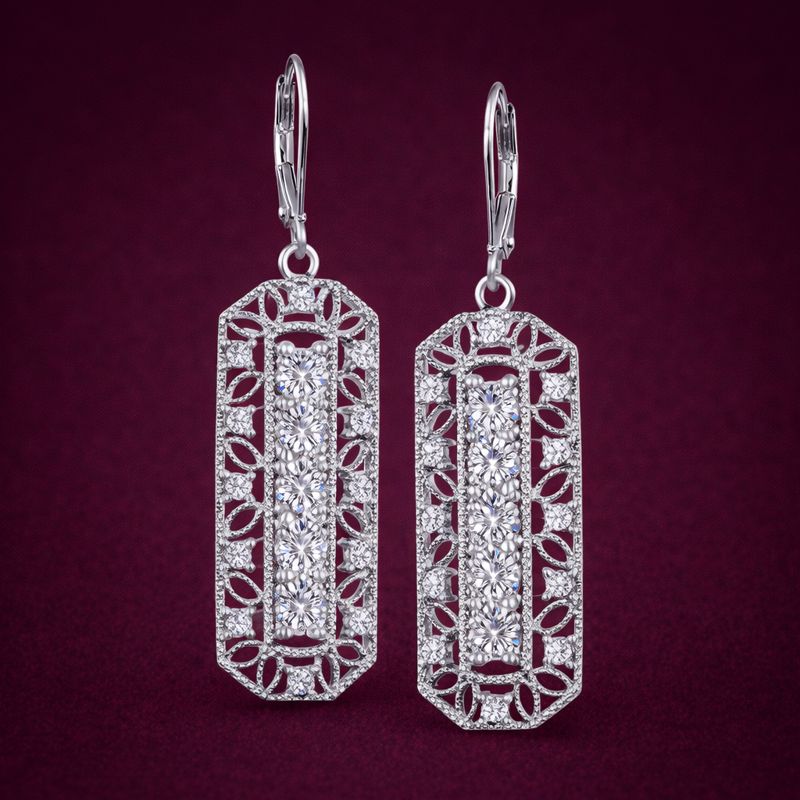 925 Sterling Silver 3.02 Ct Round Moissanite Women Earrings