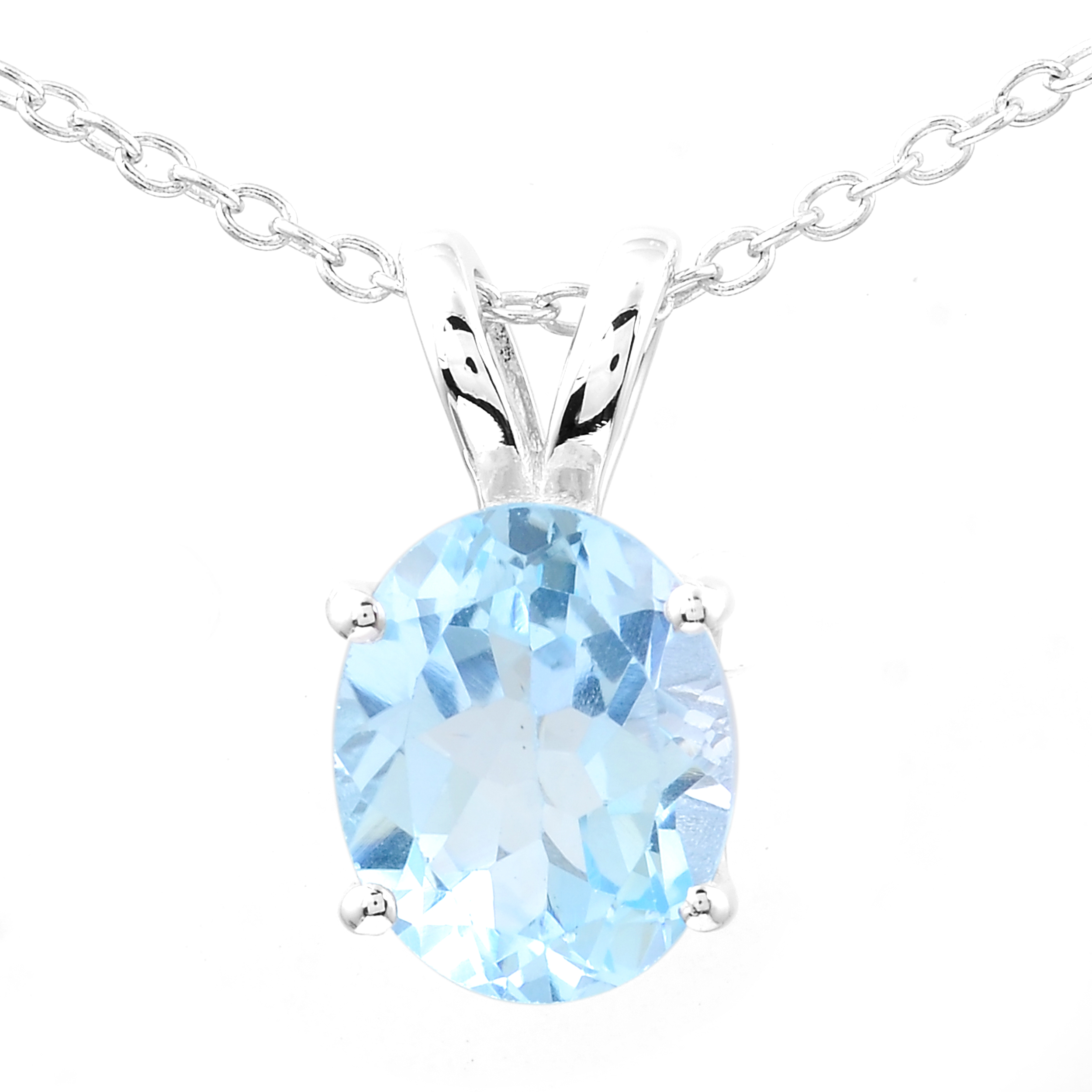 925 Sterling Silver 3.20 Ct Oval Sky Blue Topaz Pendant