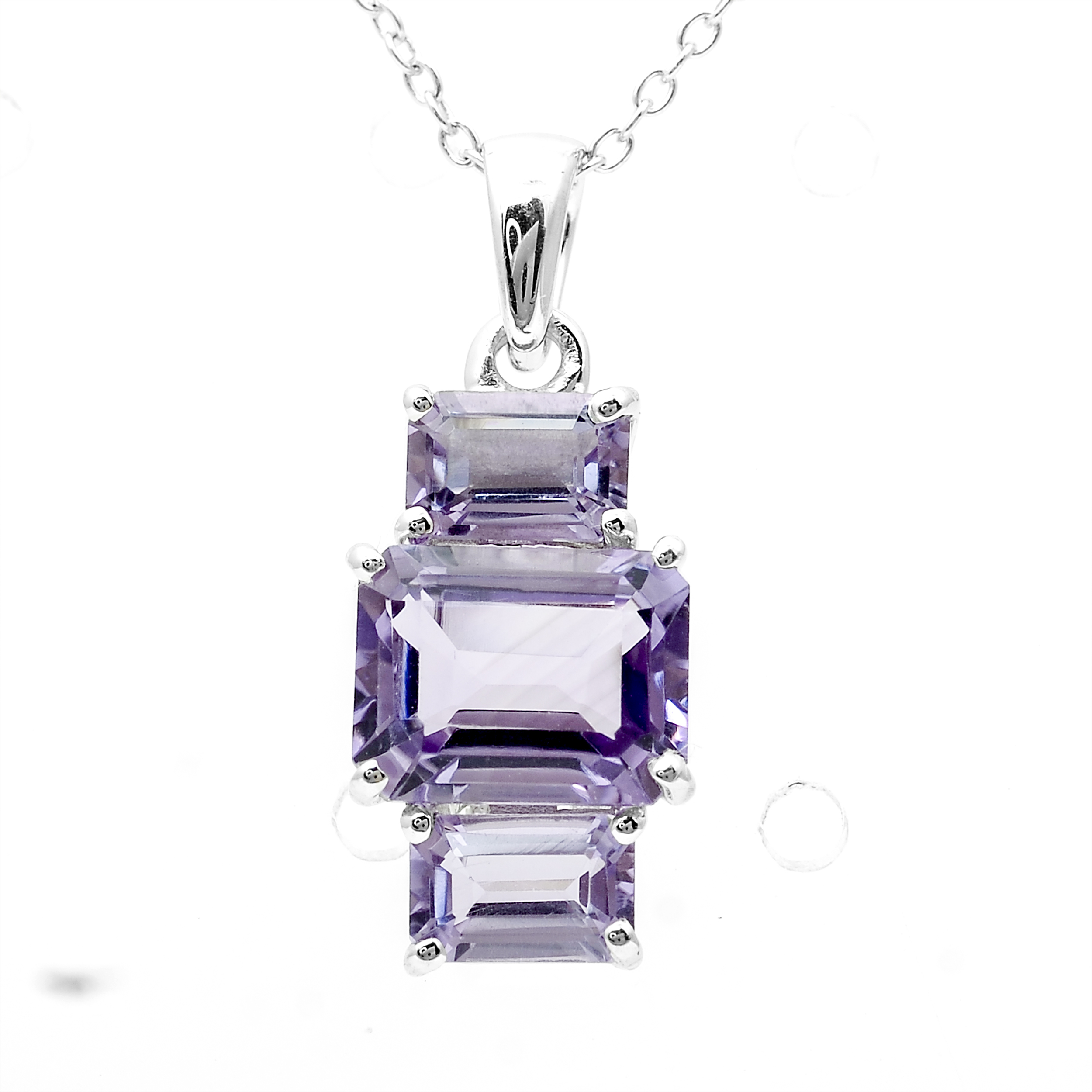 925 Sterling Silver 3.29 Ct Octagon Amethyst Pendant
