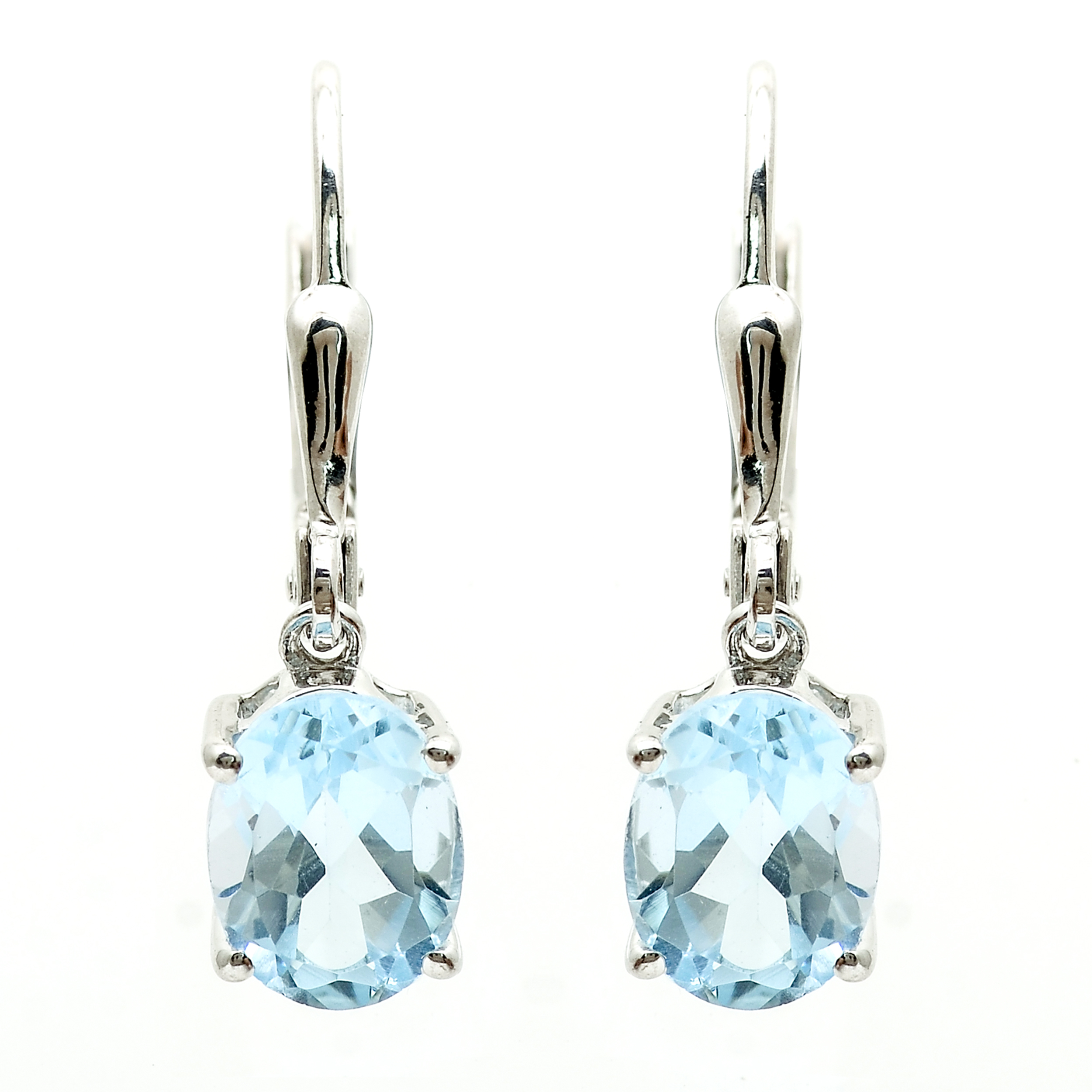 925 Sterling Silver 3.30 Ct Oval Blue Topaz Earrings