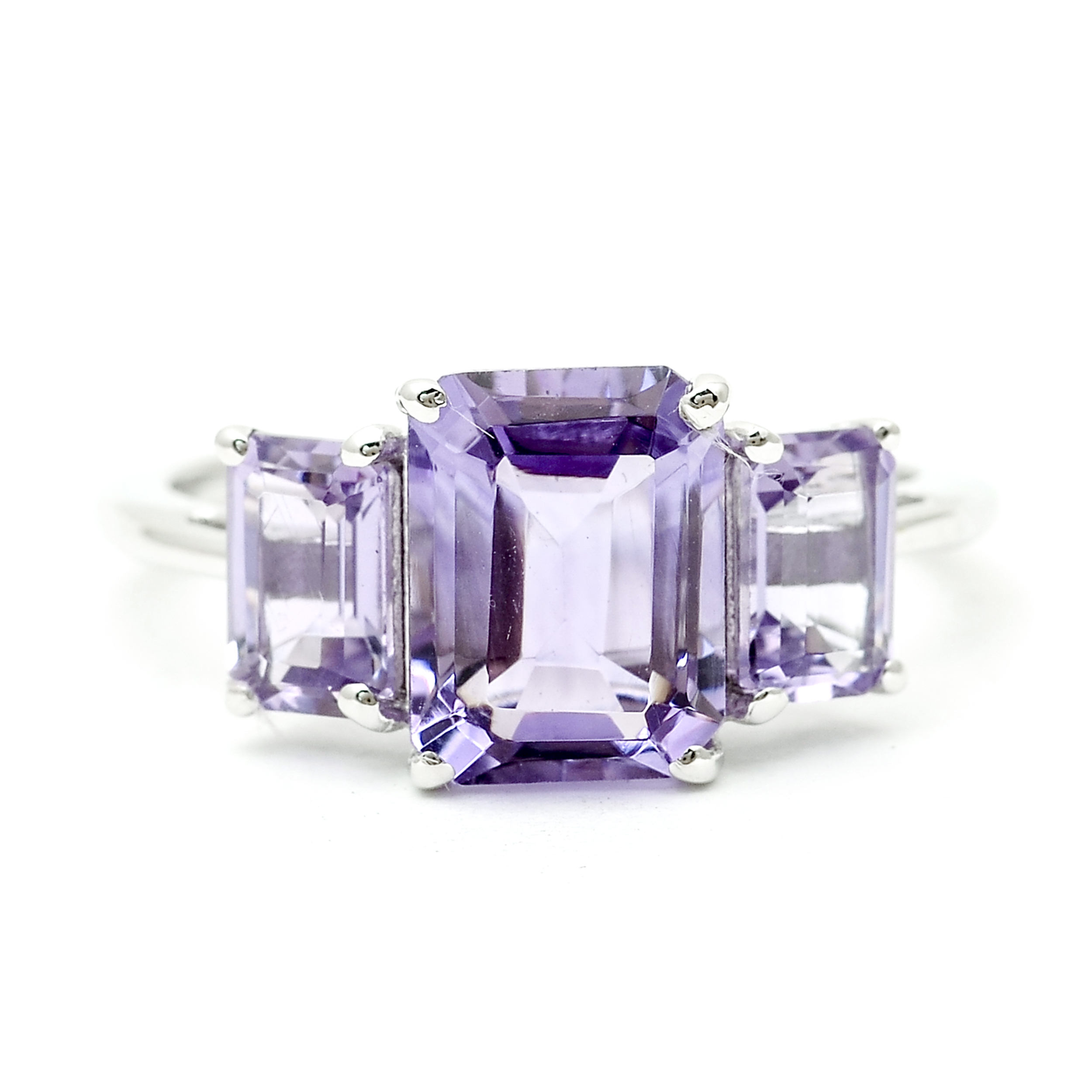 925 Sterling Silver 3.35 Ct Octagon Amethyst Ring 7 US Ring Size