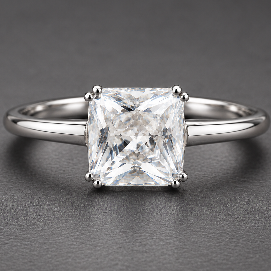 925 Sterling Silver 4.11 Ct Octagon Cubic Zirconia Ring 9 US Ring Size