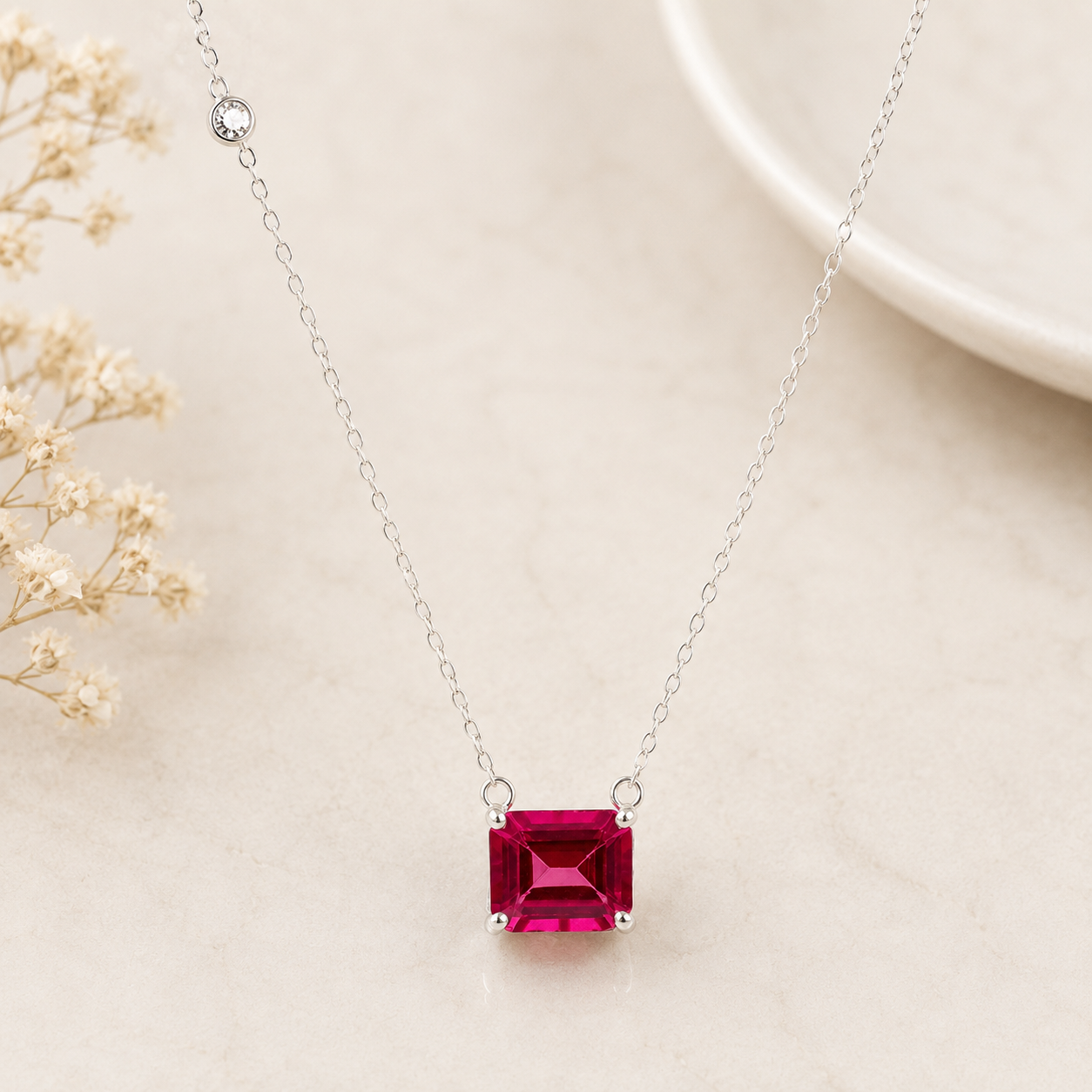 925 Sterling Silver 6.65 Ct Octagon Pink Topaz Cubic Zirconia Pendant