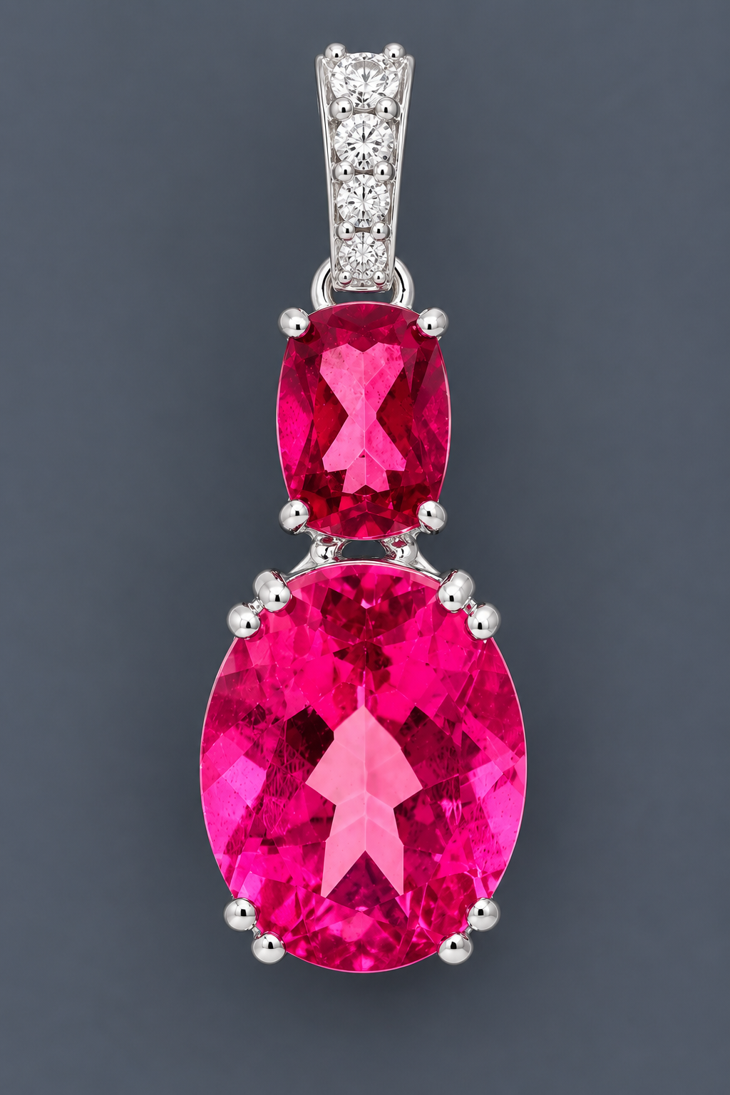 925 Sterling Silver 6.67 Ct Oval Pink Topaz Cubic Zirconia Pendant