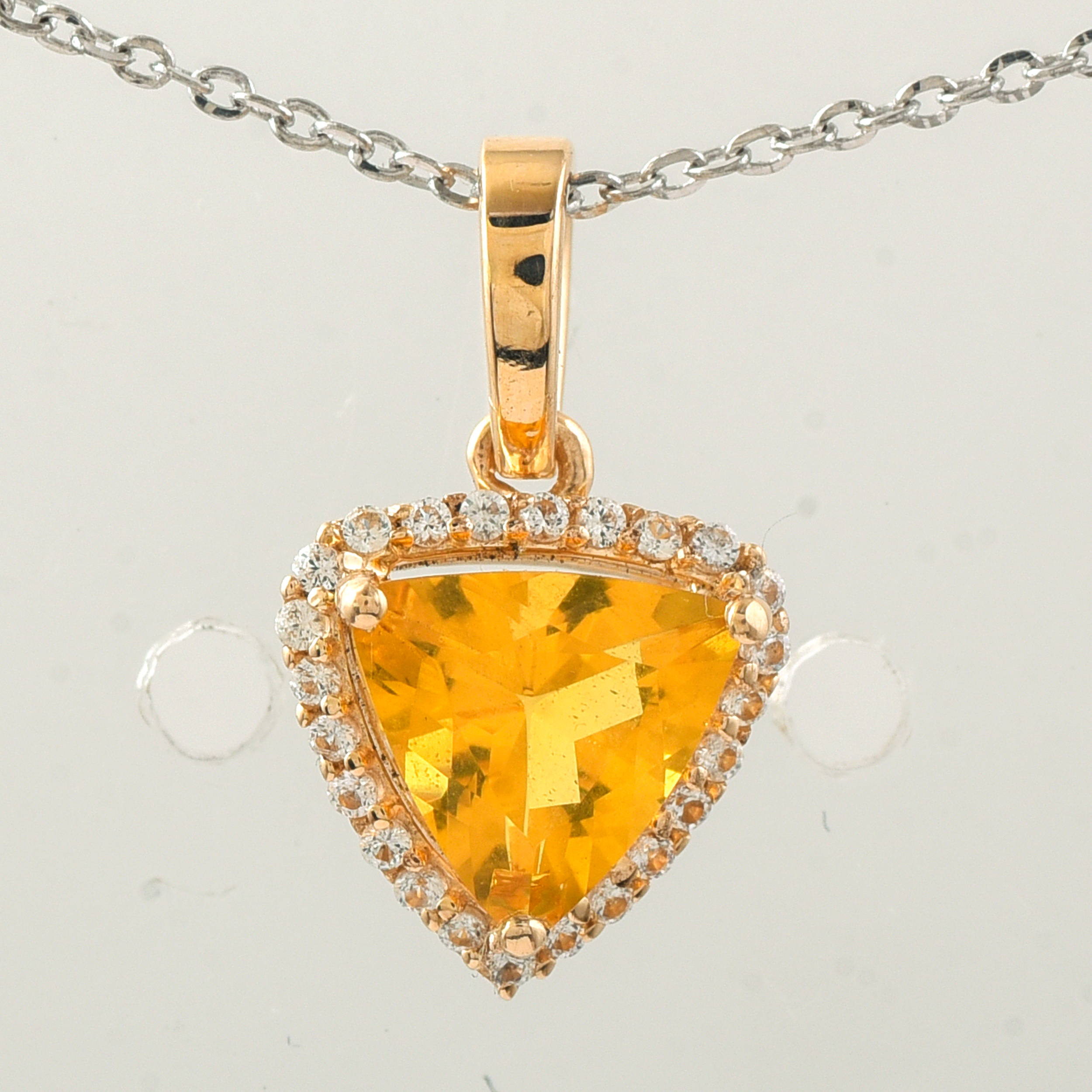 9K Gold 0.85 Ct Trillion Br.Fire Opal Pendant