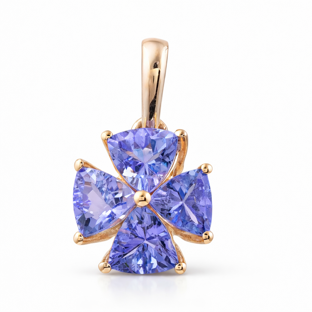 9K Gold 0.88 Ct Trillion Tanzanite Pendant