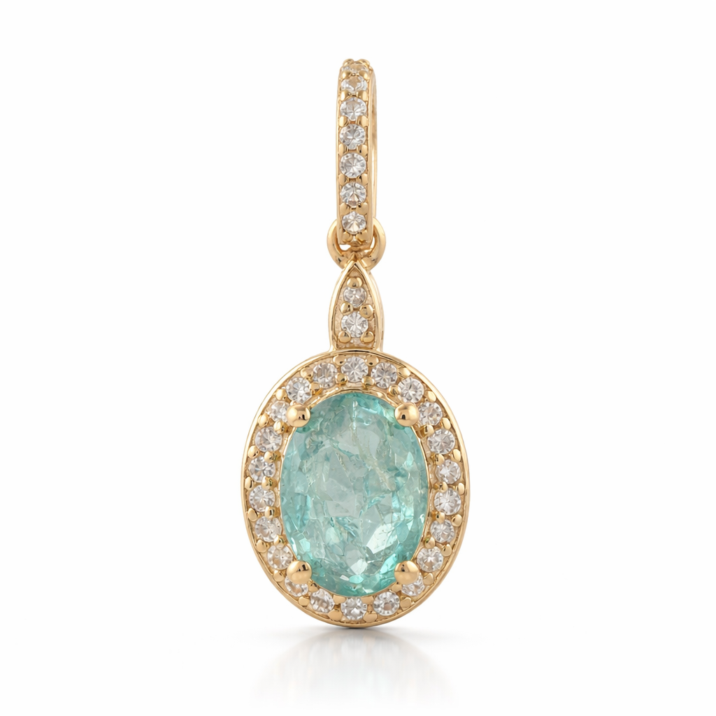 9K Gold 0.91 Ct Oval Emerald Pendant