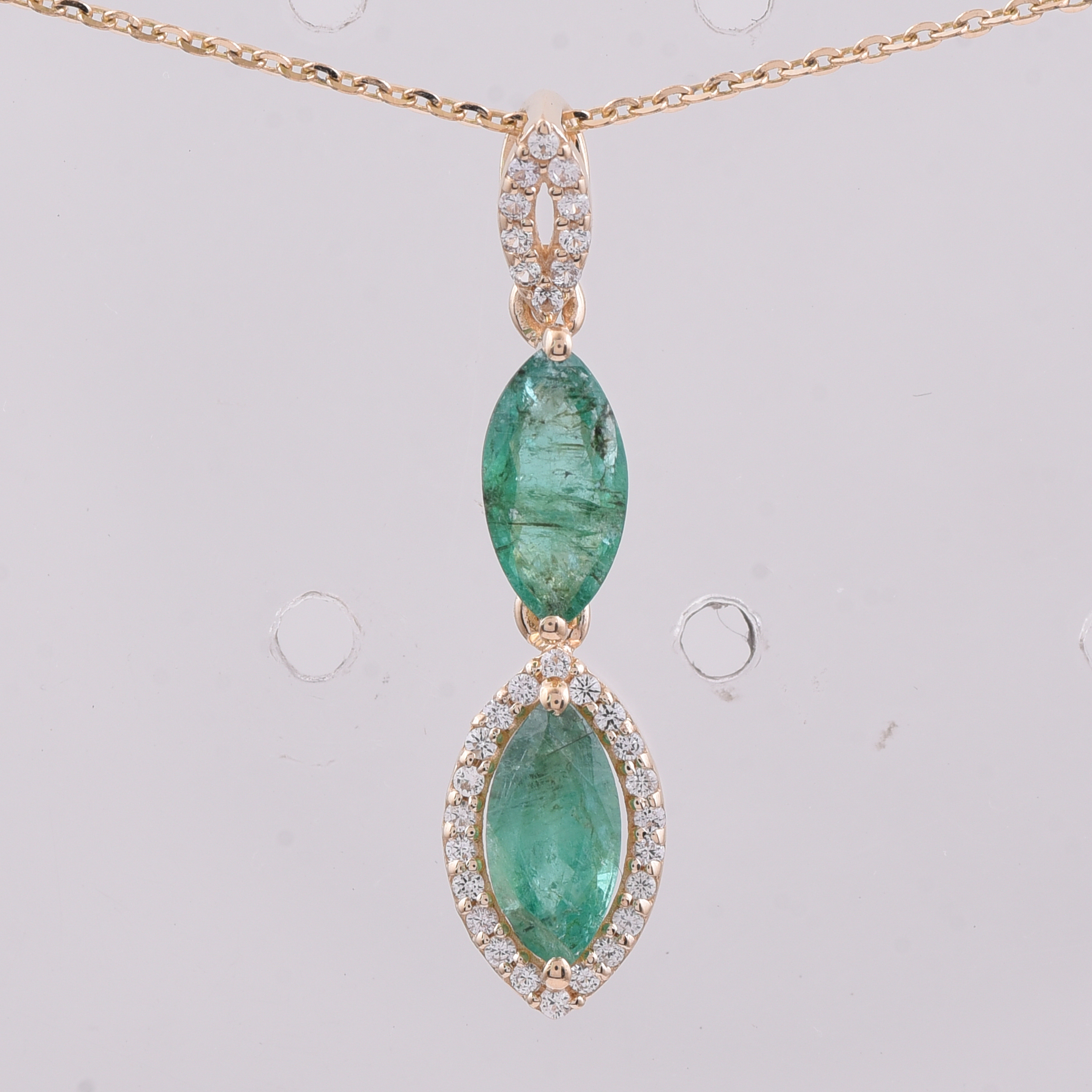 9K Gold 1.14 Ct Marquise Emerald Pendant