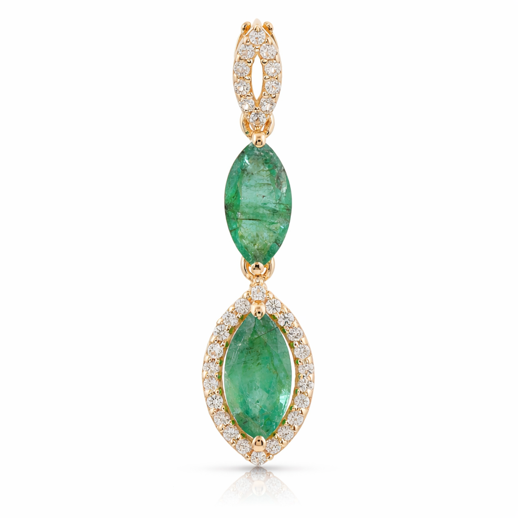 9K Gold 1.14 Ct Marquise Emerald Pendant