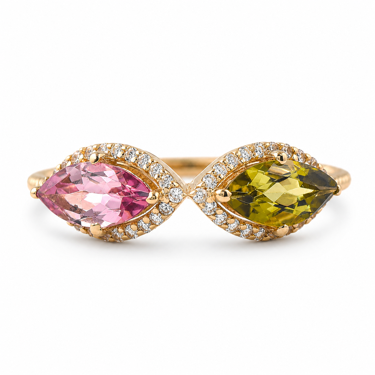 9K Gold 1.16 Ct Marquise Tourmaline Ring 7 US Ring Size