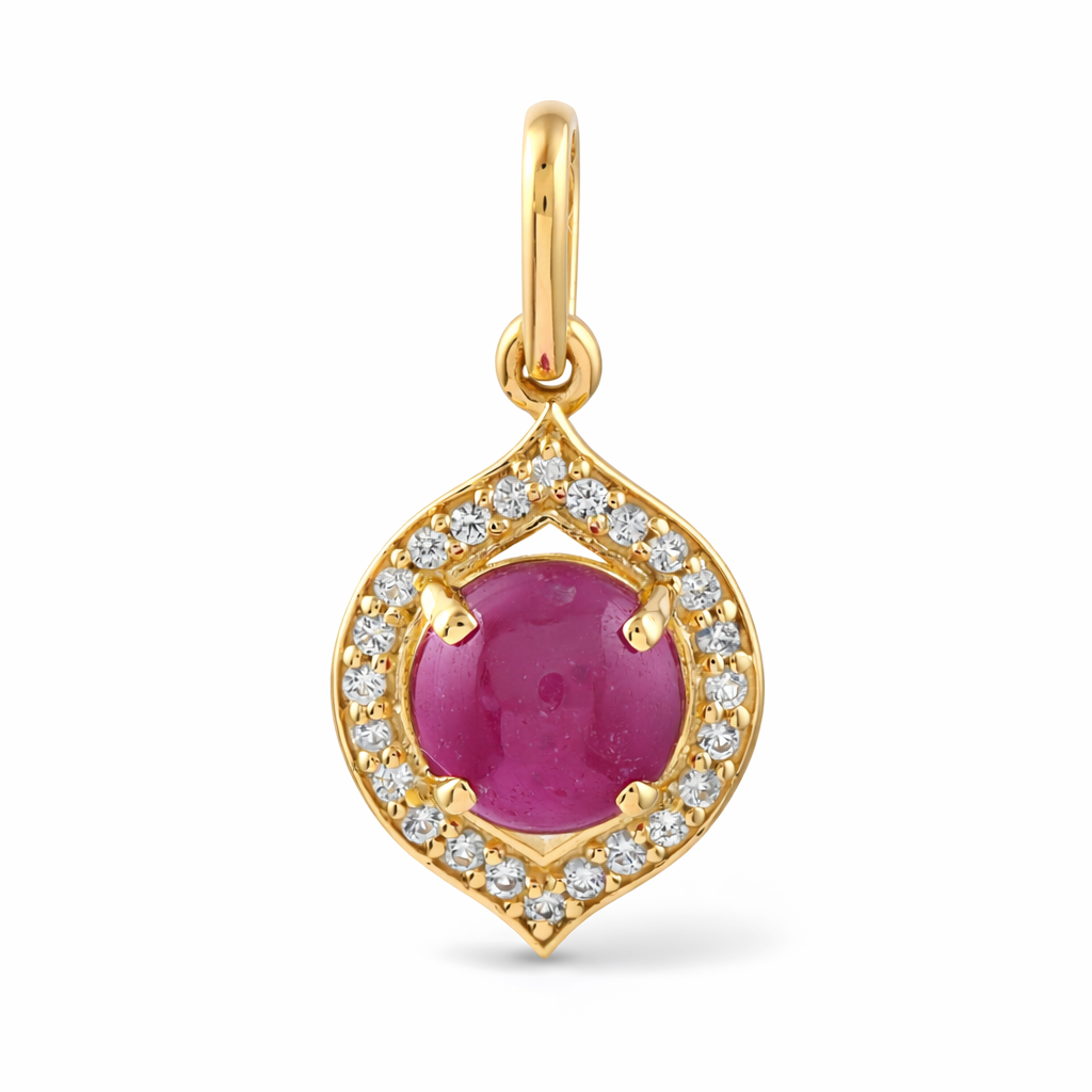 9K Gold 1.18 Ct Round Ruby Pendant