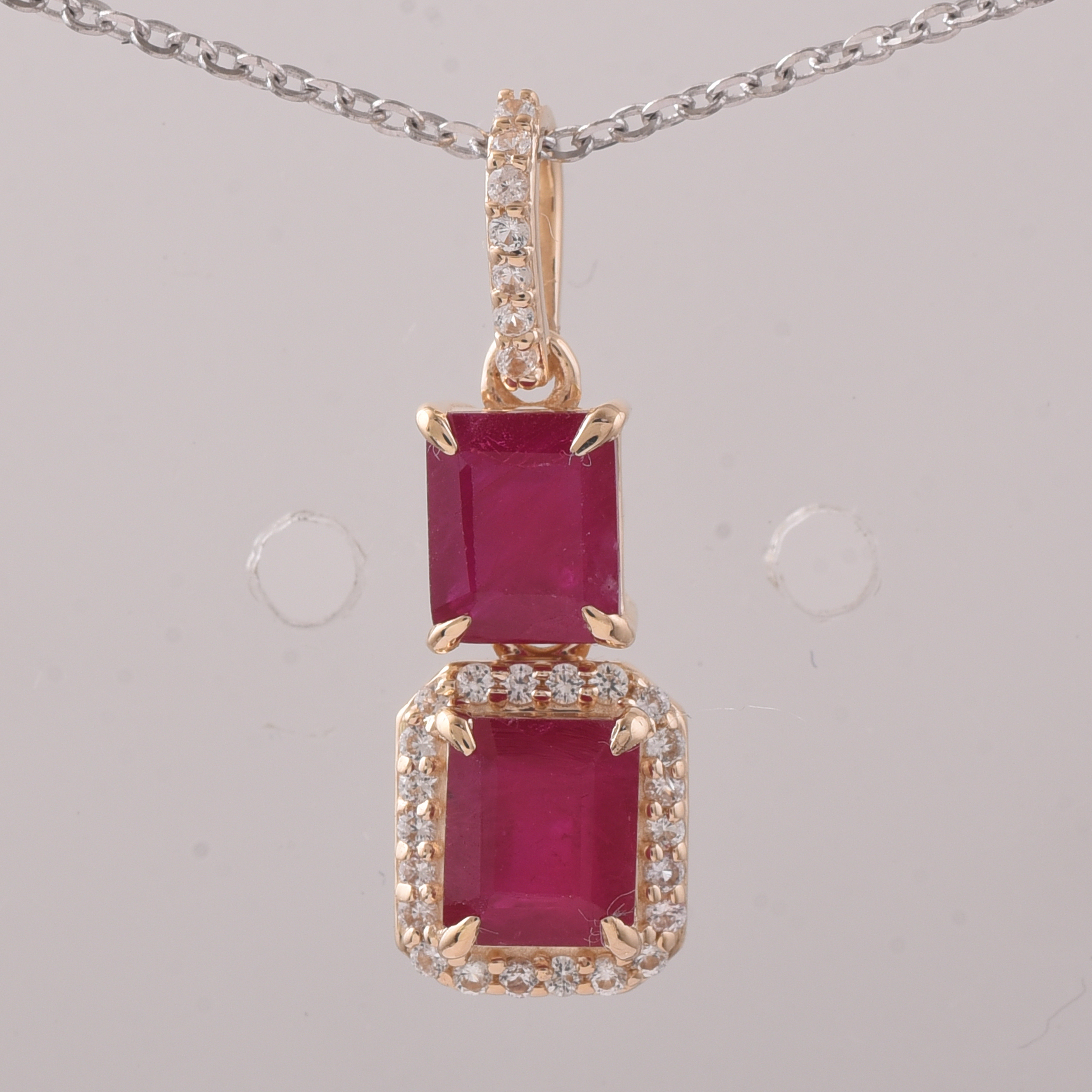 9K Gold 1.45 Ct Octagon Ruby Pendant