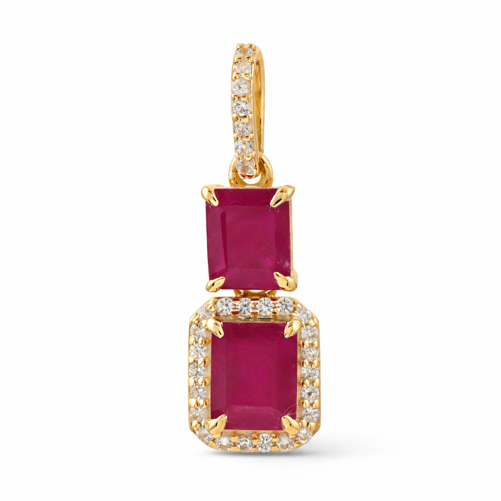 9K Gold 1.45 Ct Octagon Ruby Pendant