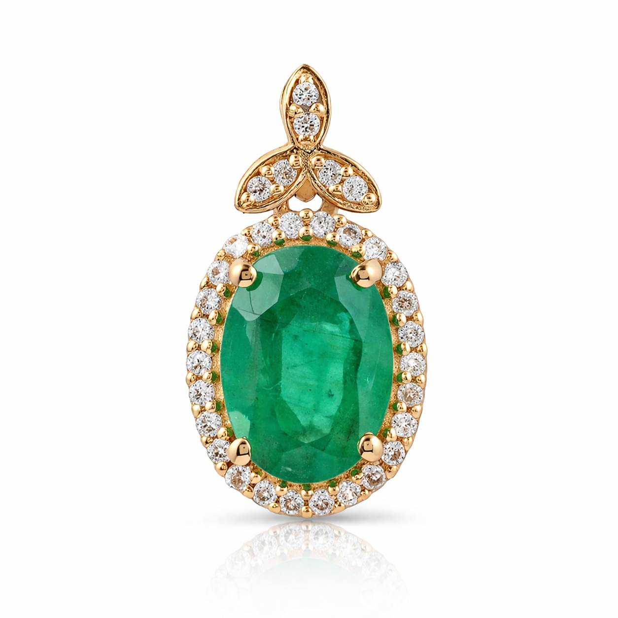 9K Gold 1.47 Ct Oval Emerald Pendant