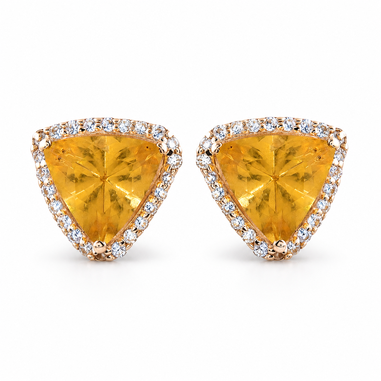9K Gold 1.56 Ct Trillion Br.Fire Opal Earrings