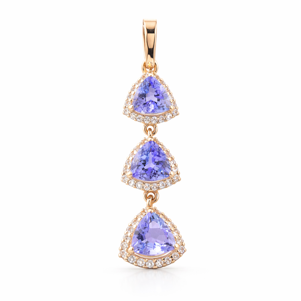 9K Gold 1.59 Ct Trillion Tanzanite Pendant
